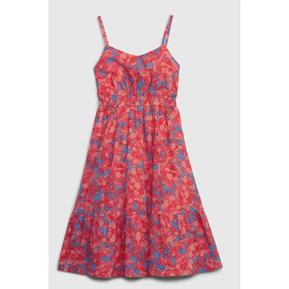Gap Kids Pink and Blue Floral Linen Blend Sundress Size Large (10-11y)